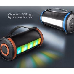 Outdoor Drum Portable LED Light Lamp Bluetooth Speaker S22C (Black Brown)